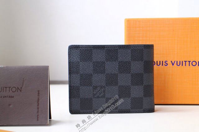 lv錢包 MULTIPLE短錢夾 M60895 lv黑格男士短夾  lvqb1319